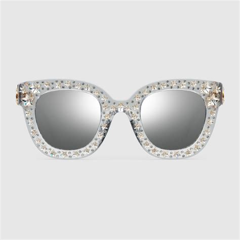 gucci cat eye acetate sunglasses with stars